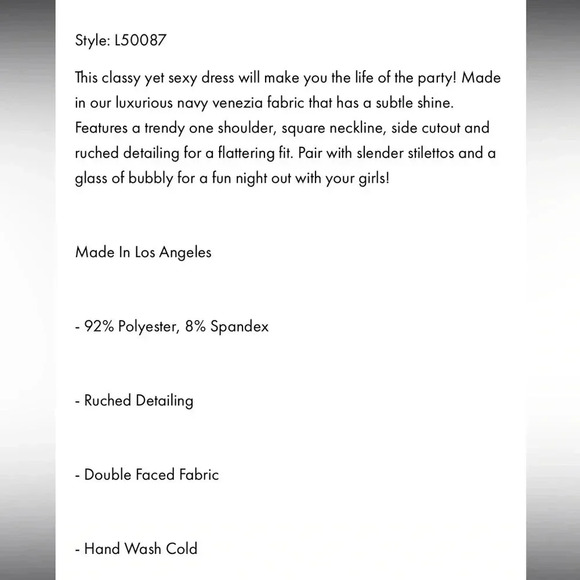 Lucy in the Sky One shoulder Ruched Cutout Dress in Navy Women’s Medium - Picture 6 of 6